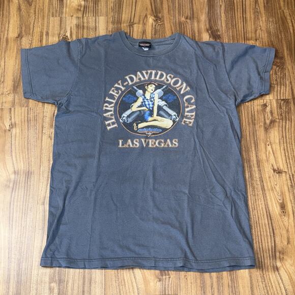 Vintage Harley Davidson Cafe T-Shirt Mens Large Grey Las Vegas Biker‎ - Picture 1 of 5